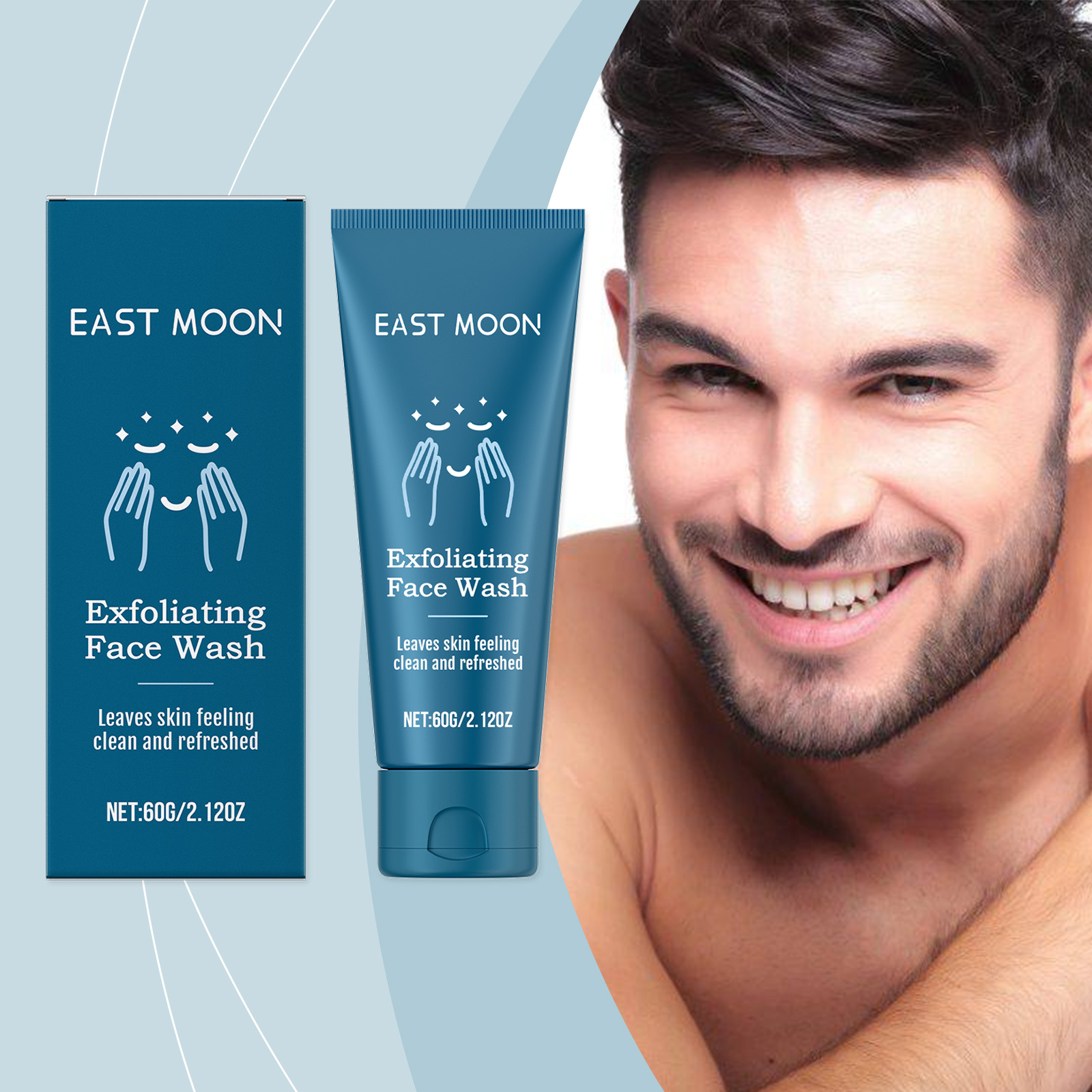 East Moon Men's Exfoliating Cleanser, Gently Cleanses Facial Skin With A Refreshing And Moisturizing Cleanser - Image 2