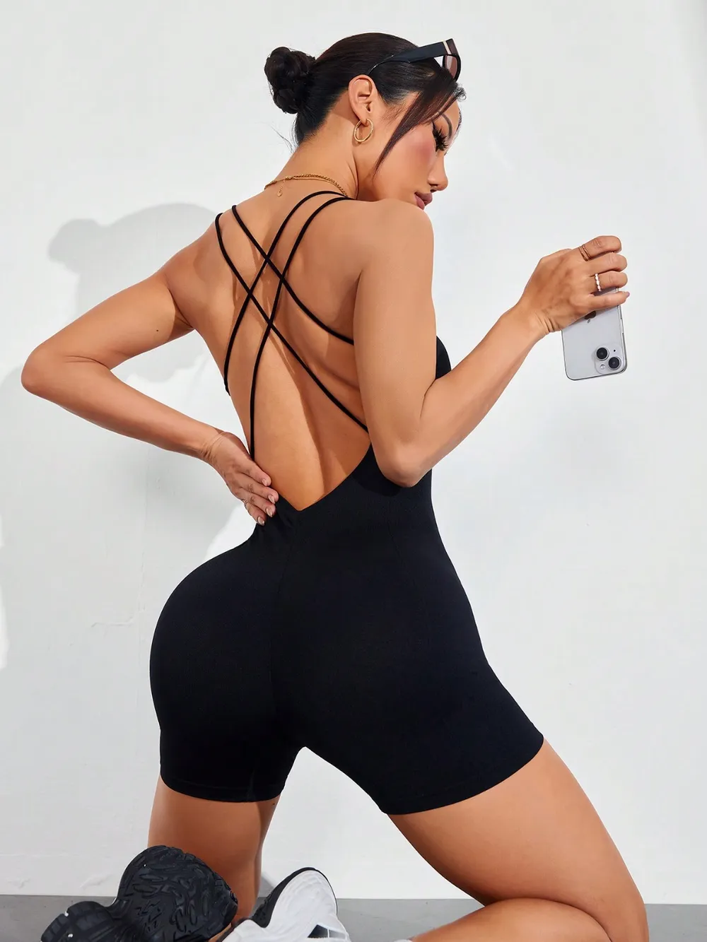 Spaghetti Strap Crisscross Romper - Image 5