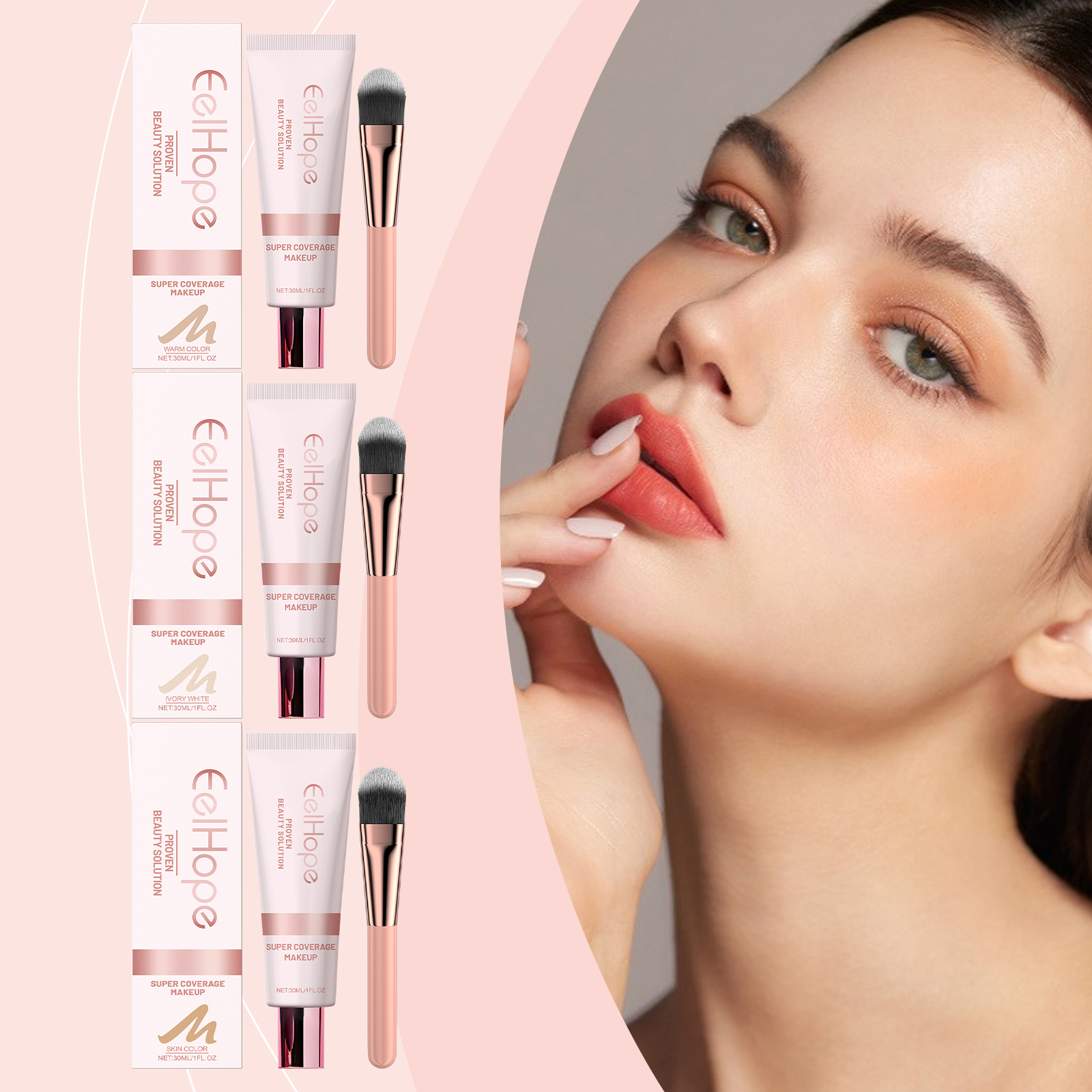 Eelhope Concealer Liquid Foundation Natural Lightweight Moisturizing And Brightening Concealer Strong Oil Control Concealer Liquid Foundation - Image 2