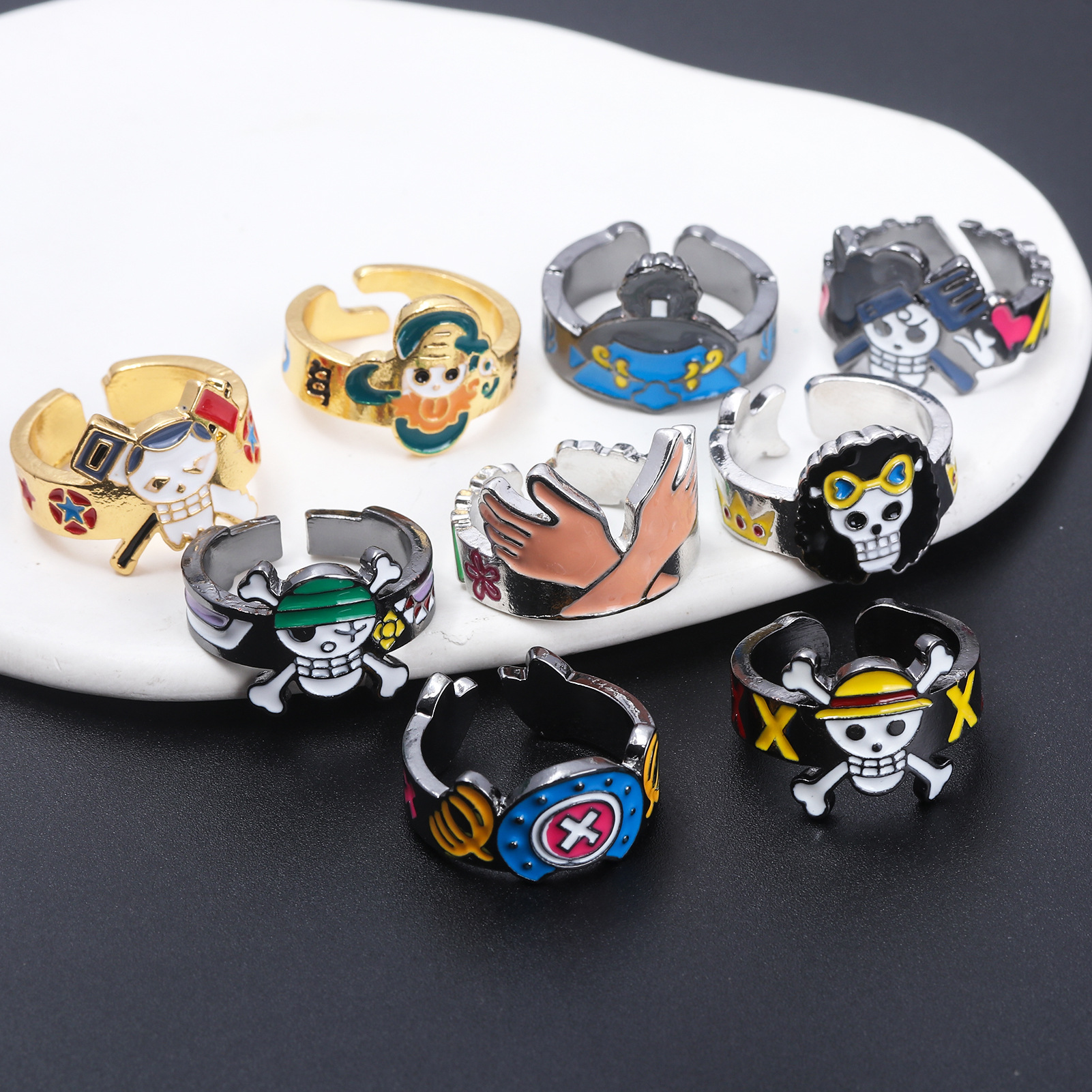 Anime Merchandise One Piece Straw Hat Pirates Ring - Luffy, Zoro, Sanji, Nami, Robin, Chopper Cosplay Finger Ring - Image 4