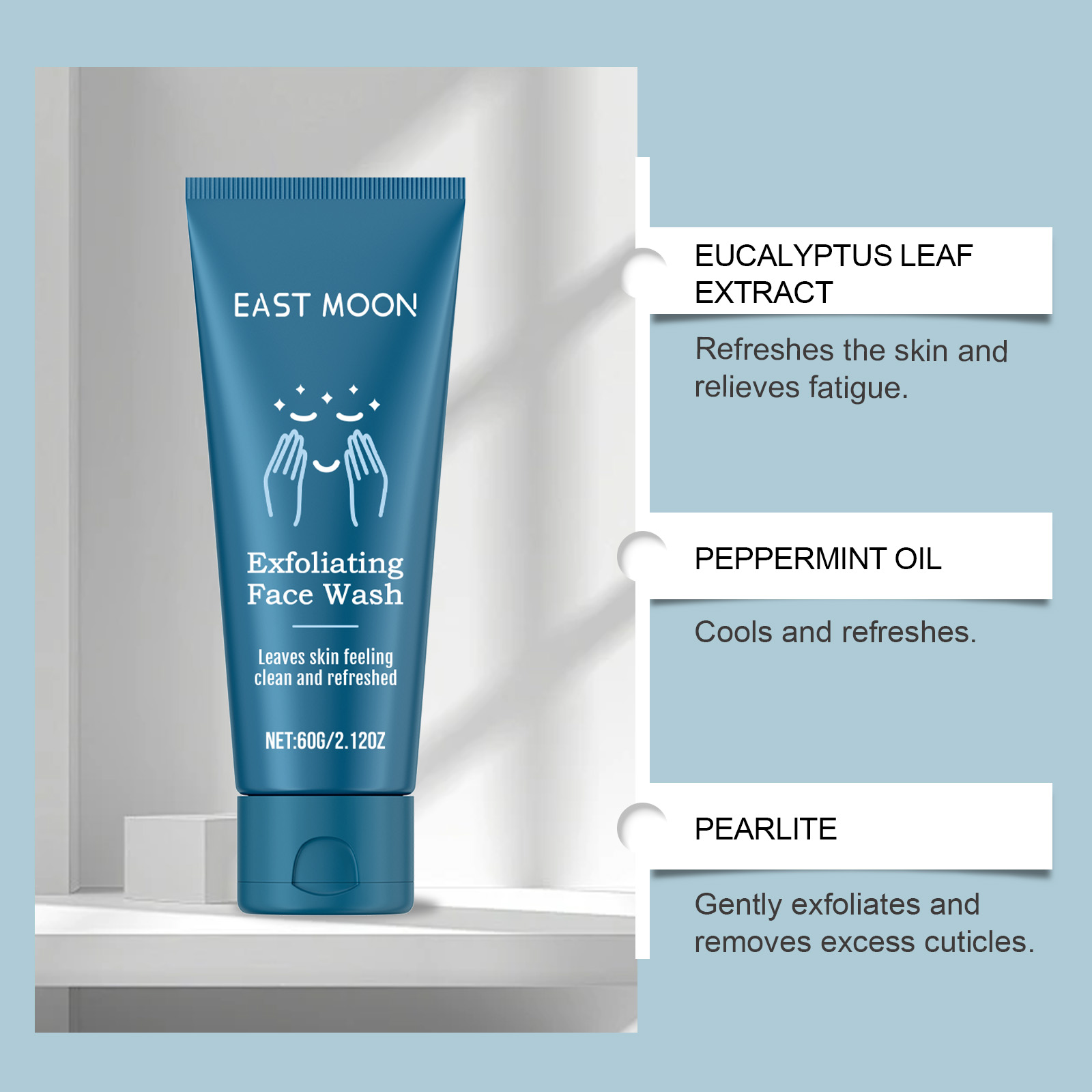 East Moon Men's Exfoliating Cleanser, Gently Cleanses Facial Skin With A Refreshing And Moisturizing Cleanser - Image 3