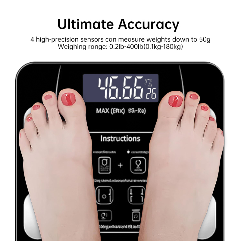 Bluetooth smart scale with app, full-body analysis, iOS/Android, 180kg, high-precision for fitness. - Image 9