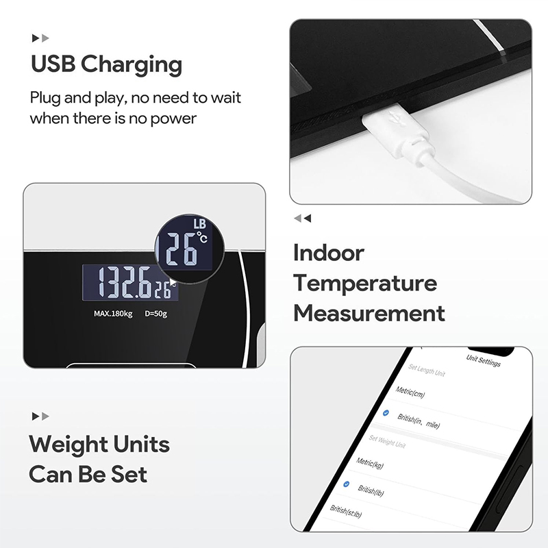 Bluetooth smart scale with app, full-body analysis, iOS/Android, 180kg, high-precision for fitness. - Image 6