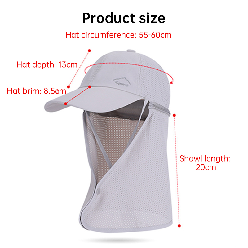 1pc Summer Baseball Cap with Detachable 360° Neck Sun Flap. For men, hiking, fishing, outdoor. - Image 17