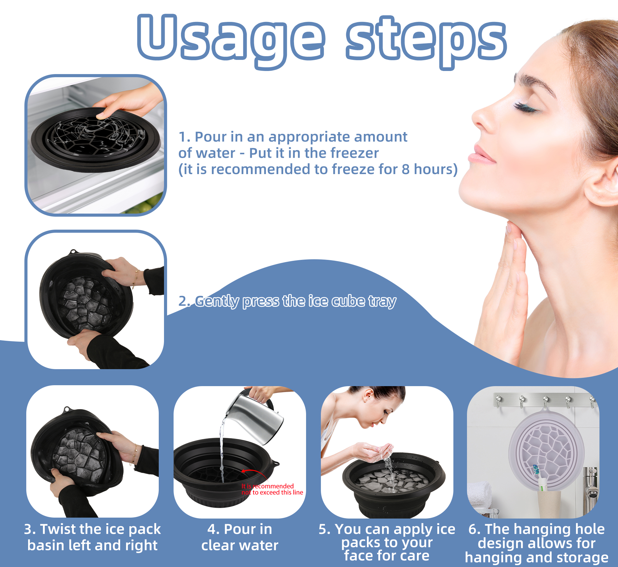 Silicone Ice Bath Washbasin Relief Stress Improved Blood Circulation Ice Washbowl Foldable Rapid Cooling Bathing Travel - Image 2