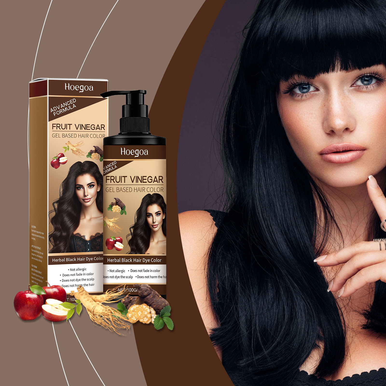 Hoegoa Black Hair Cream Plant Extract Natural Hair Gentle Color Development Easy Cleaning Fresh And Smooth Hair Agent - Image 2