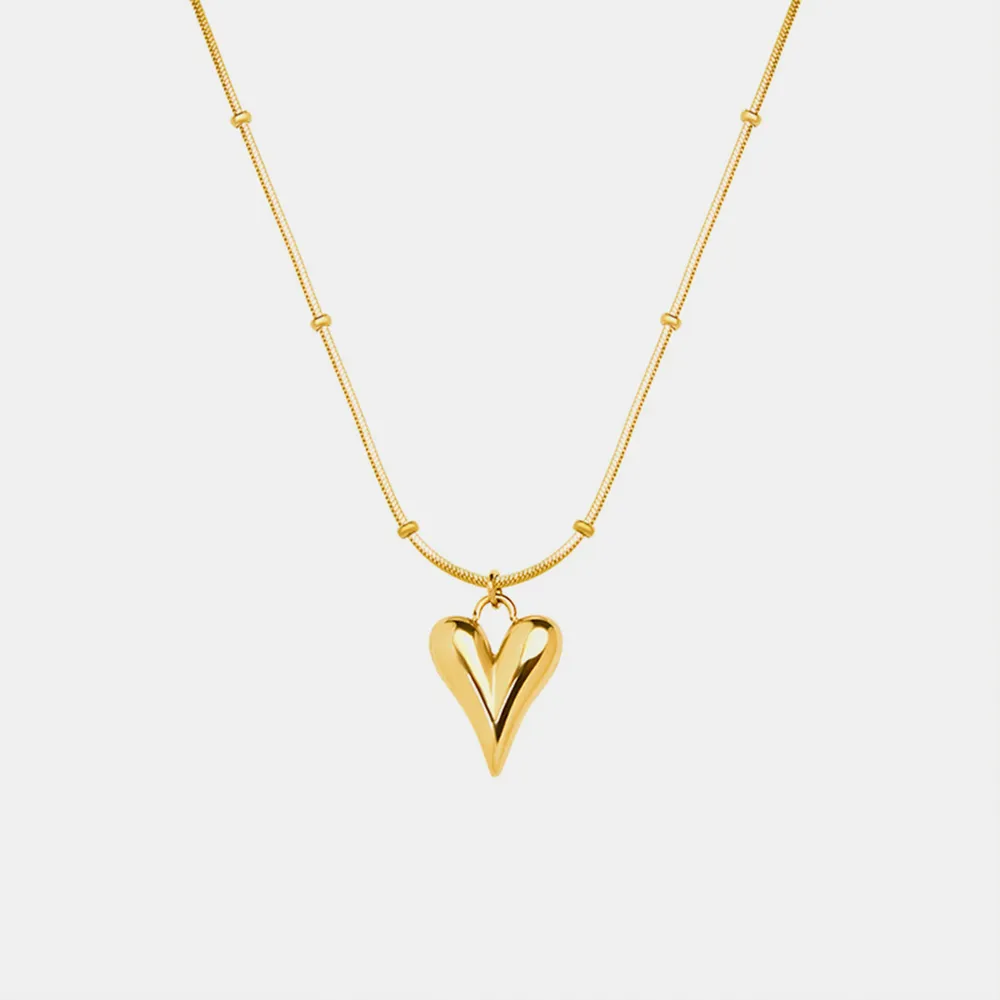 Fashionable and minimalist heart-shaped necklace with titanium steel plated 18K real gold necklace - Image 3