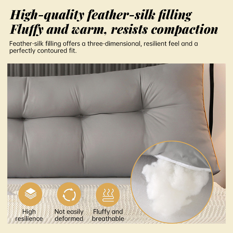Fluffy Warm Feather-Cotton Backrest - Classic Solid Brushed Triangular Bed Cushion - Image 13