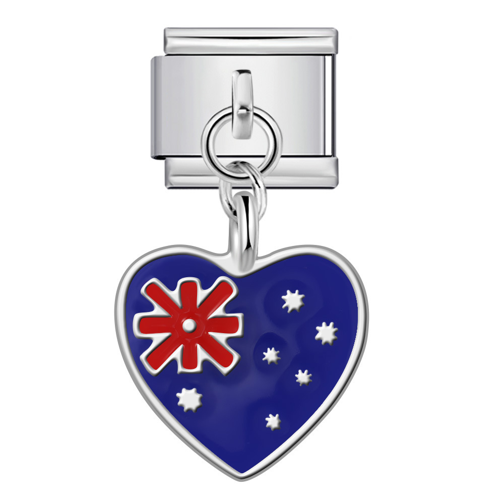 Love Flag Pendant Italian Module Bracelet Single Hook DIY Elastic Splicing Titanium Steel Strap Chain - Image 10