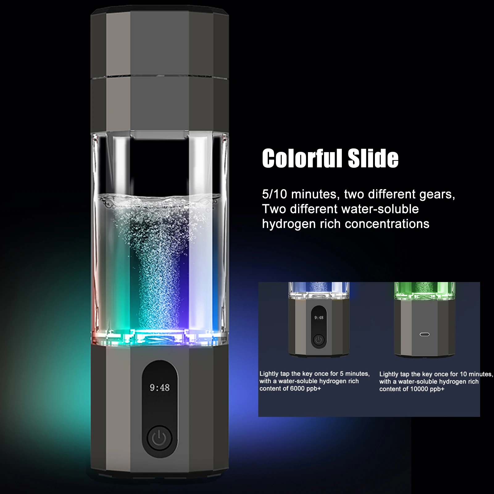 H60 6000PPB Intelligent Hydrogen Rich Water Cup Portable Water Electrolysis Hydrogen Cup Leak-Proof Mug Healthy Drinking Cup - Image 4