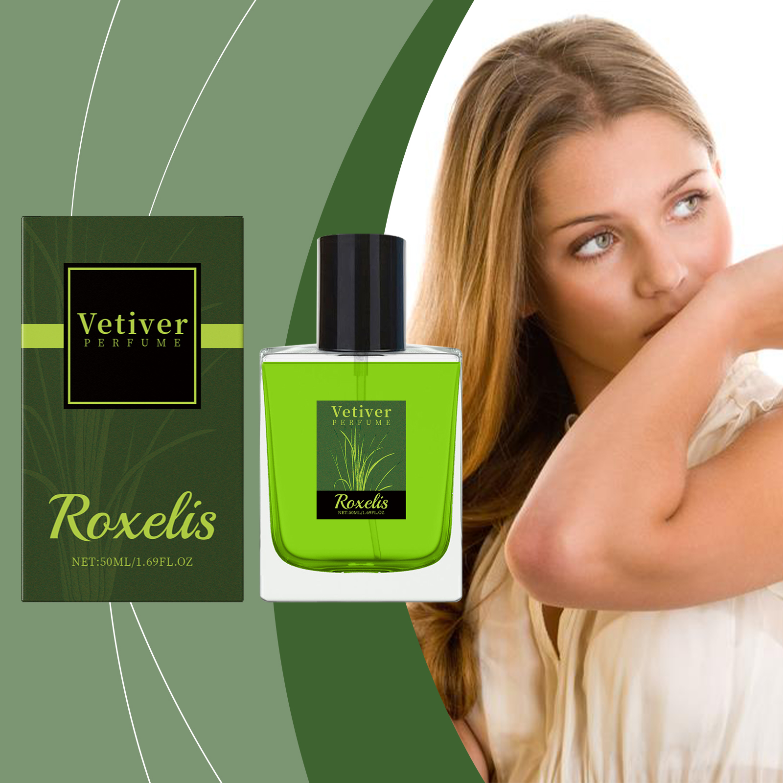Roxelis Vetiver Fresh Perfume Exudes Charm Natural Fresh Elegant Fragrance Stay Fragrance Everyday Portable Fragrance Perfume - Image 2