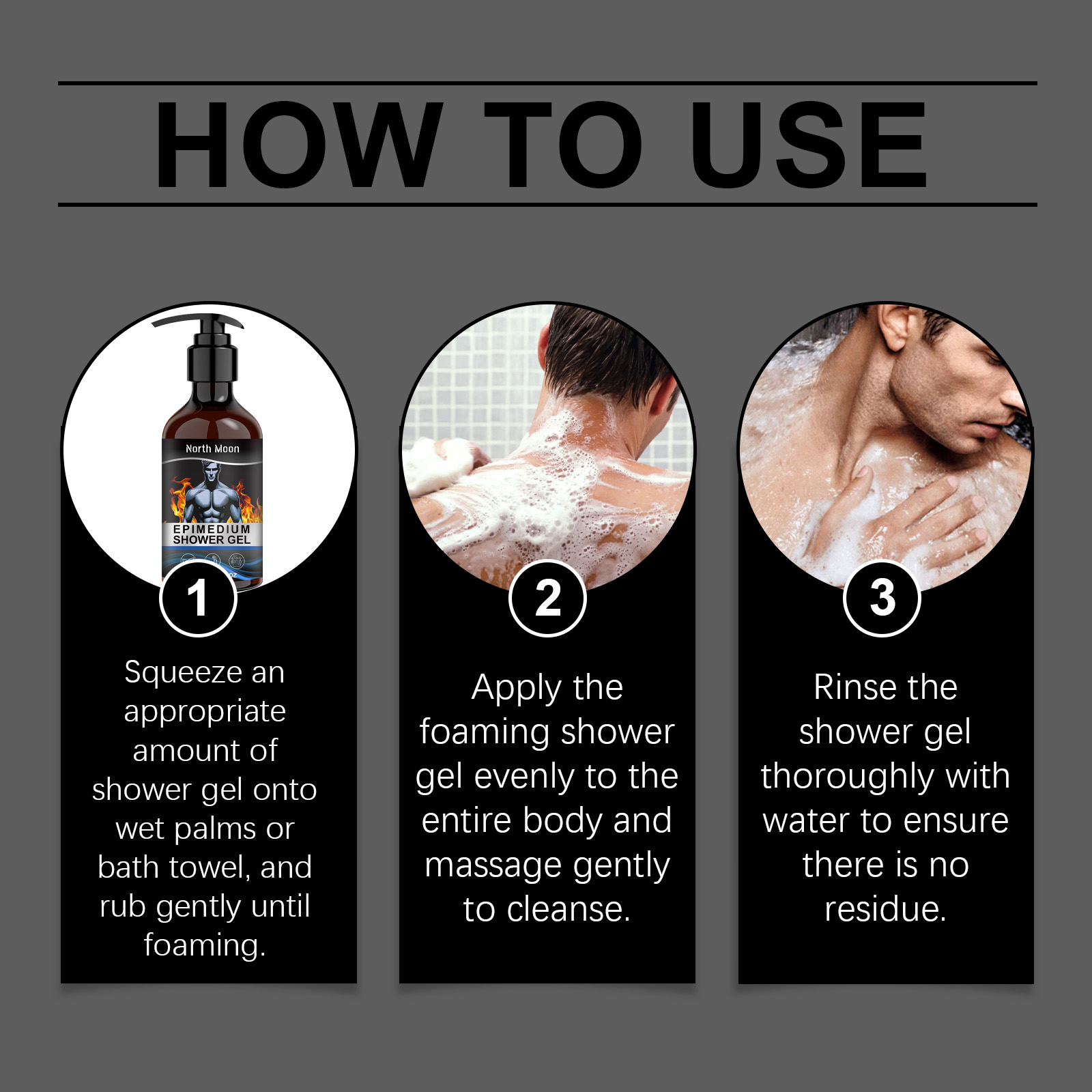 North Moon Men's Body Care Shower Gel Moisturizes And Refreshes Body And Skin Massage Treatment - Image 6