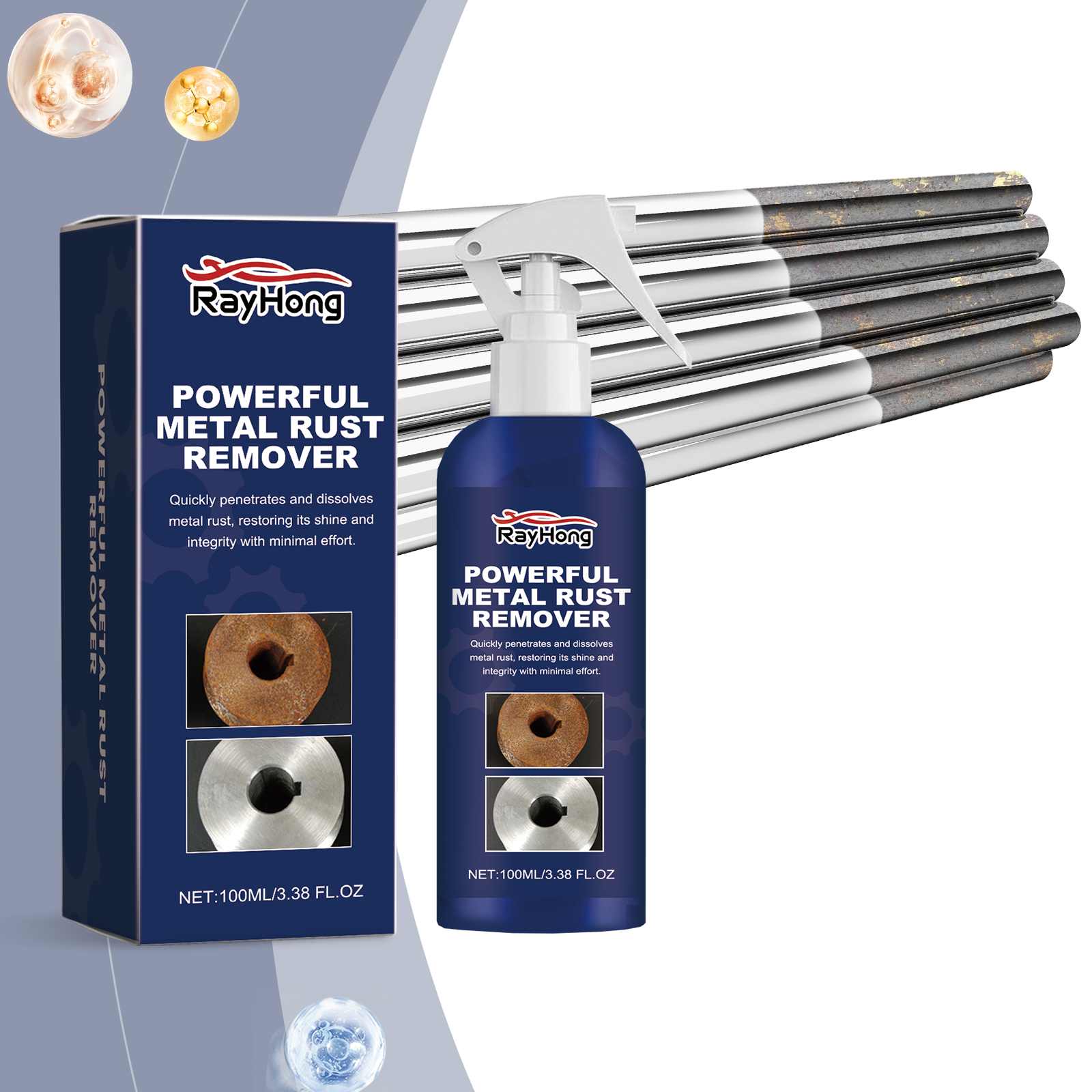 Rayhong Metal Rust Remover, Vehicle Cleaning Paint Tire Rust Remover And Rust Remover Curing Agent - Image 2