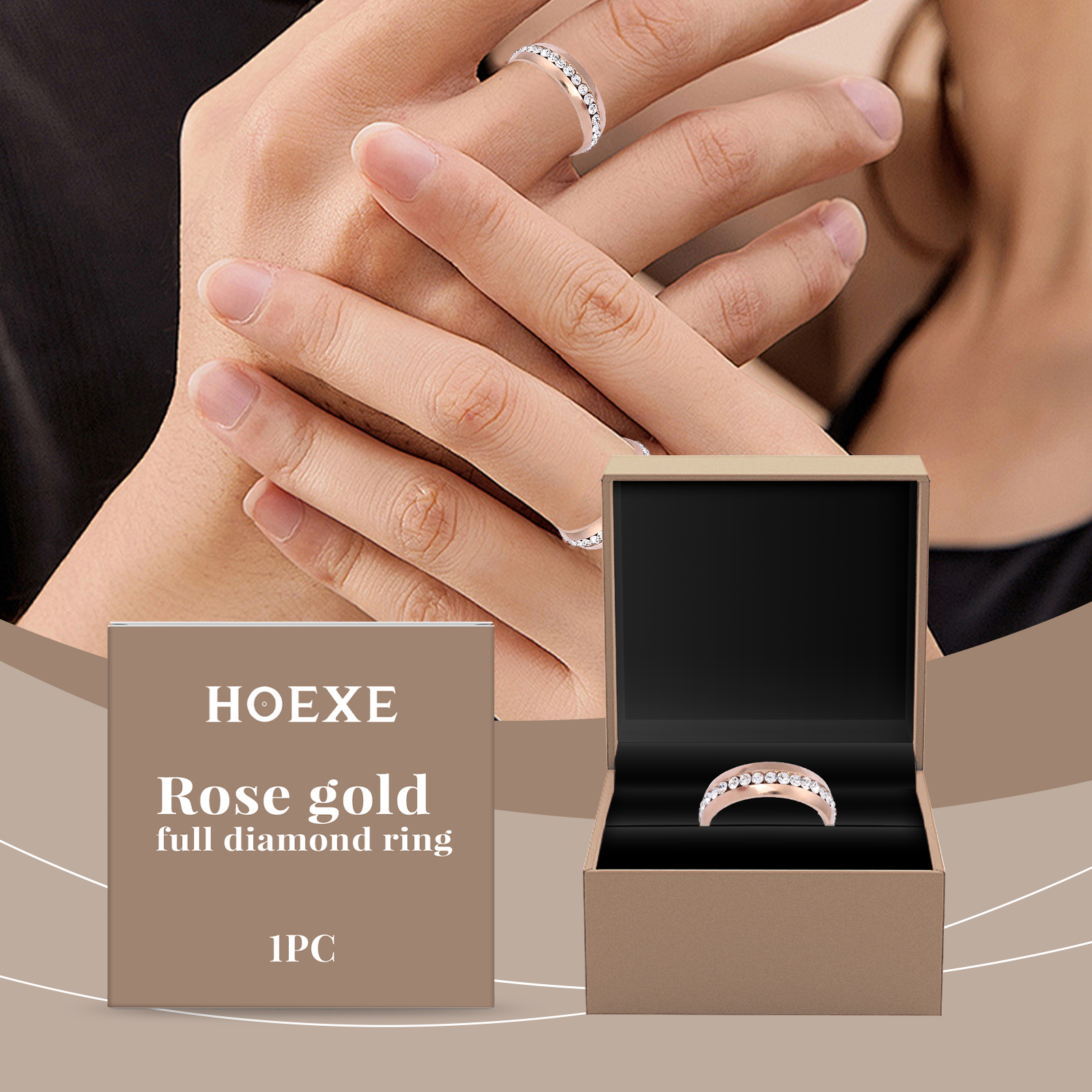 Hoexe Rose Gold Ring Ladies Light Luxury Rose Gold Jewelry Ring Delicate Everything With Niche Ring - Image 2