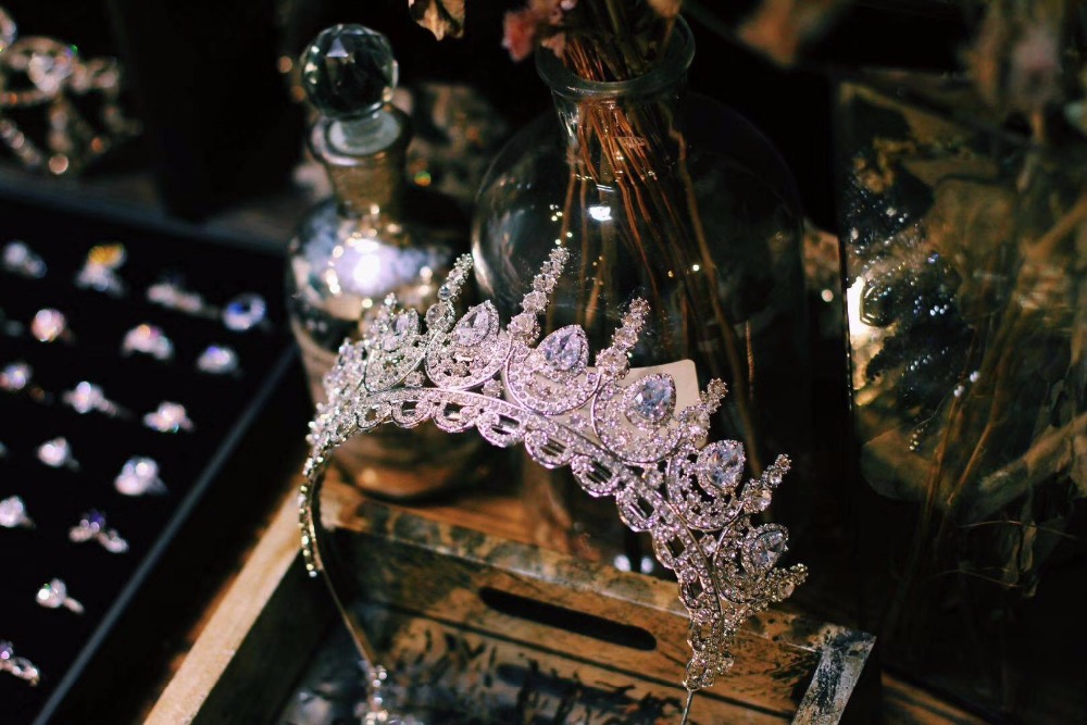 Rosebridalpark Zircon Gorgeous Bridal Wedding Hair Accessories Tiara Big Cubic Zirconia Crown Headband For Bridesmaid t997 - Image 3
