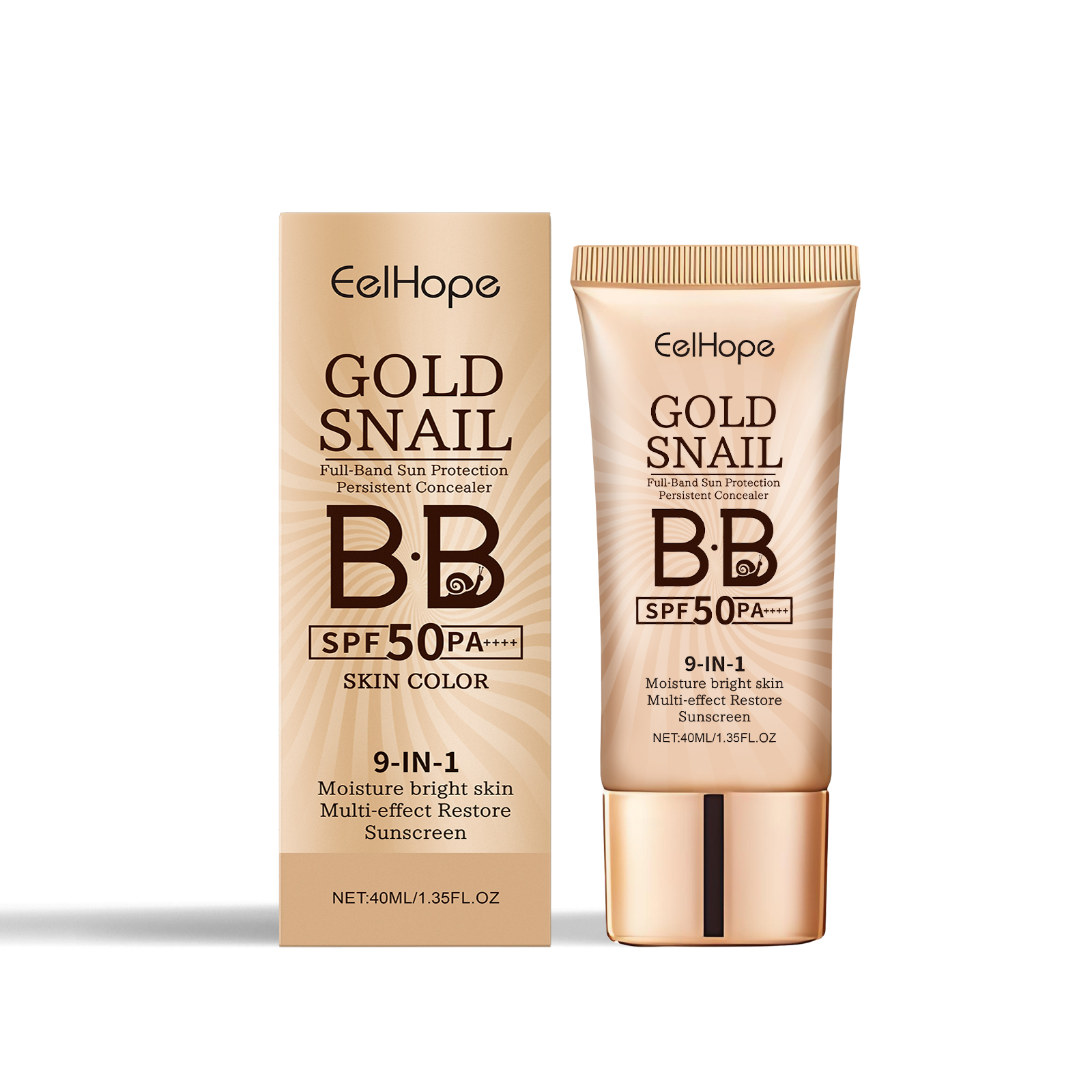 Eelhope Gold Snail Protective Bb Cream, Moisturizing Concealer Skin Tone Natural Color Waterproof, Sweat Resistant And Makeup Free - Image 7