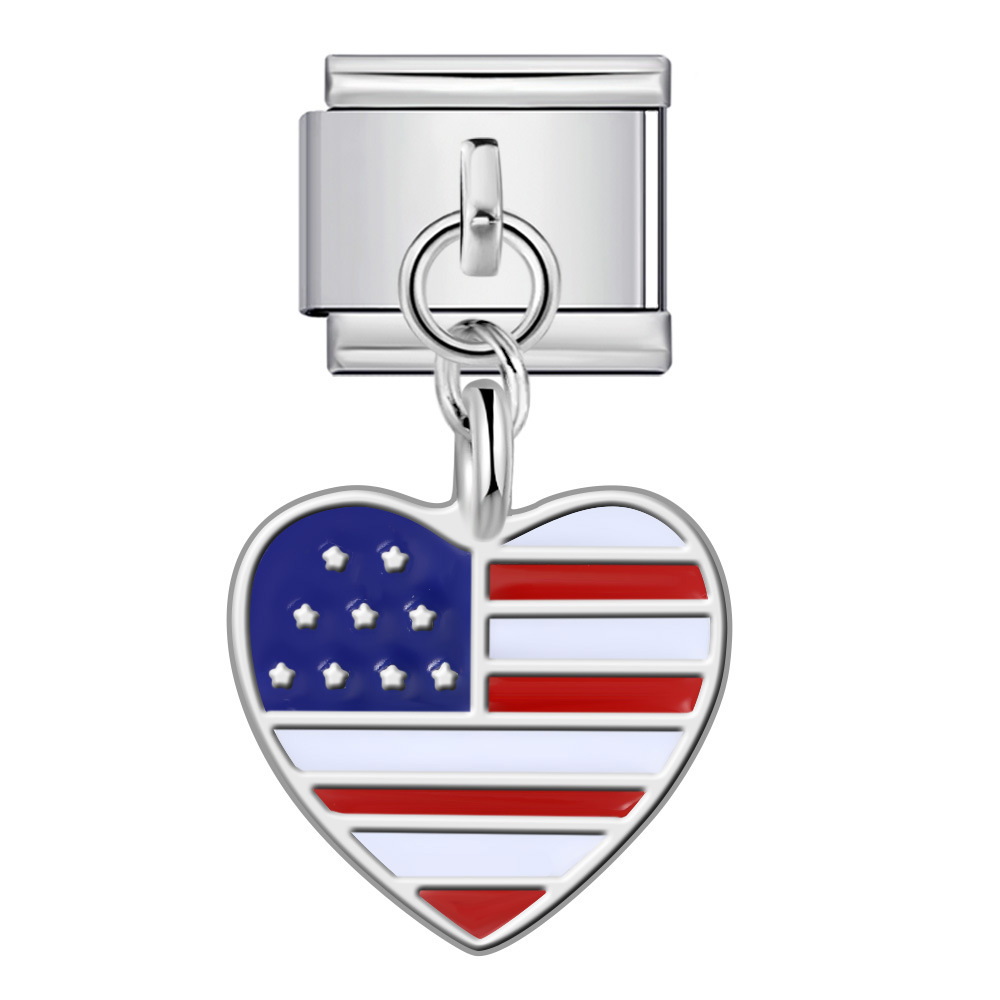 Love Flag Pendant Italian Module Bracelet Single Hook DIY Elastic Splicing Titanium Steel Strap Chain - Image 15