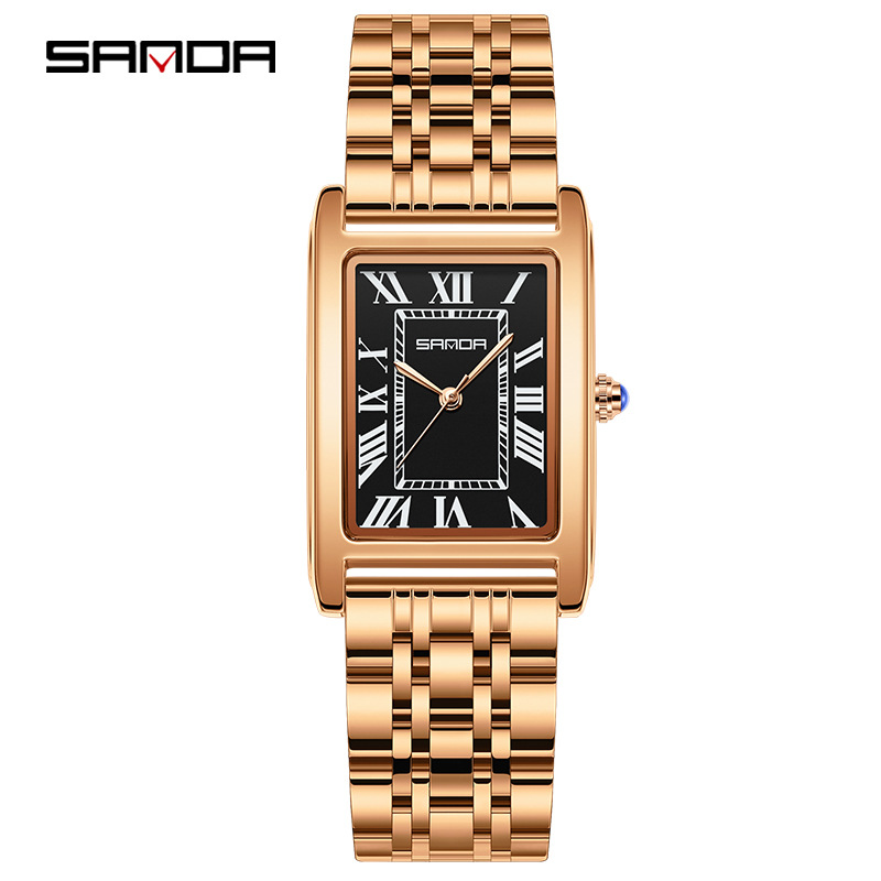 SANDA New Couple Watches Square Waterproof Quartz Watches Minimalist Three-Hand Roman Dial Men's and Women's Wristwatches - Image 4