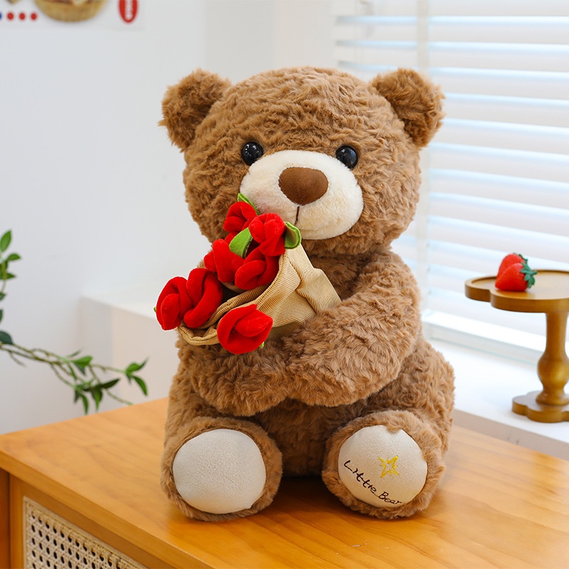 Cute Rose Flower Bear Plush Toy Teddy Bear Holding Flowers Stuffed Animal Valentine's Day Gift Wholesale Drop Shipping - Image 6