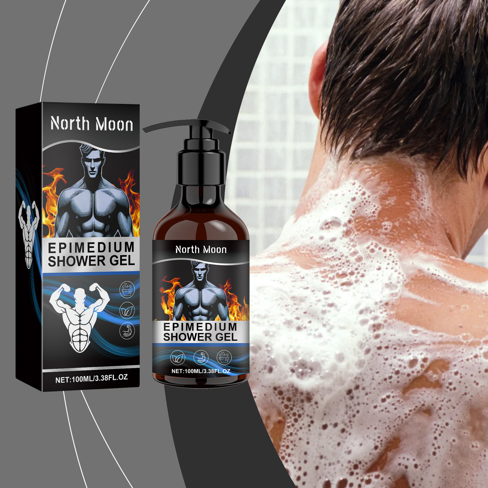 North Moon Men's Body Care Shower Gel Moisturizes And Refreshes Body And Skin Massage Treatment - Image 2