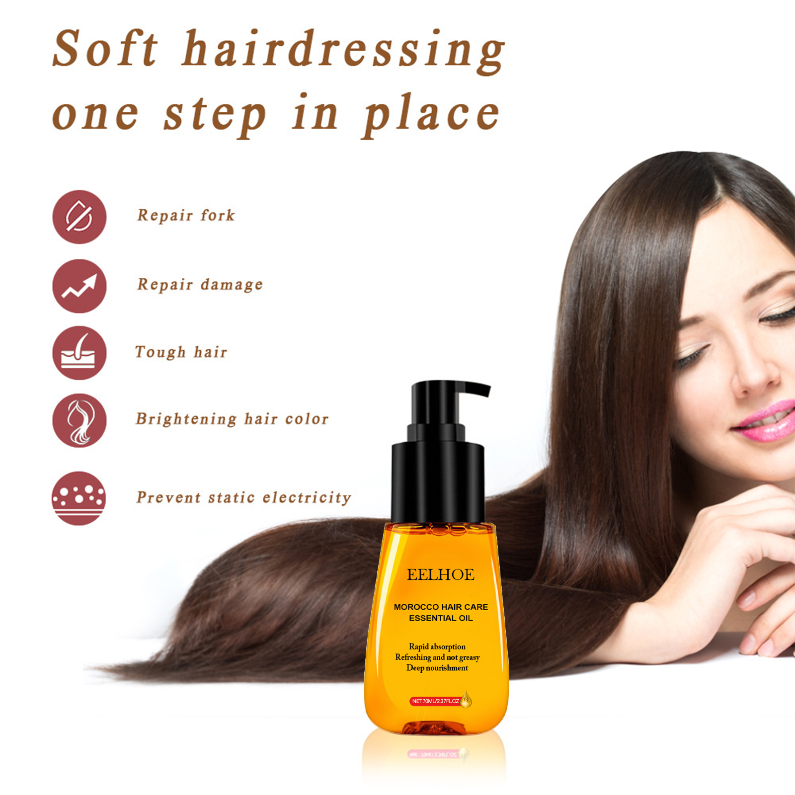 EELHOE Hair Essential Oil, Improve Frizz And Nourish Hair Oil Soften Hair Essential Oil - Image 3