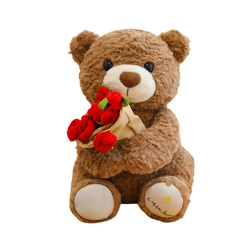 Cute Rose Flower Bear Plush Toy Teddy Bear Holding Flowers Stuffed Animal Valentine's Day Gift Wholesale Drop Shipping - Image 5