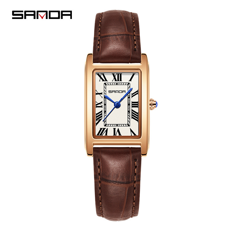 SANDA New Couple Watches Square Waterproof Quartz Watches Minimalist Three-Hand Roman Dial Men's and Women's Wristwatches - Image 19