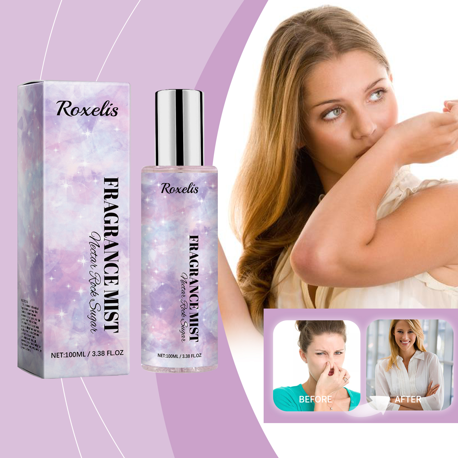 Roxelis Nectar Rock Sugar Fragrance Spray, Fragrant Fruit Fragrance Fresh Summer Women's Long-Lasting Portable Perfume - Image 2