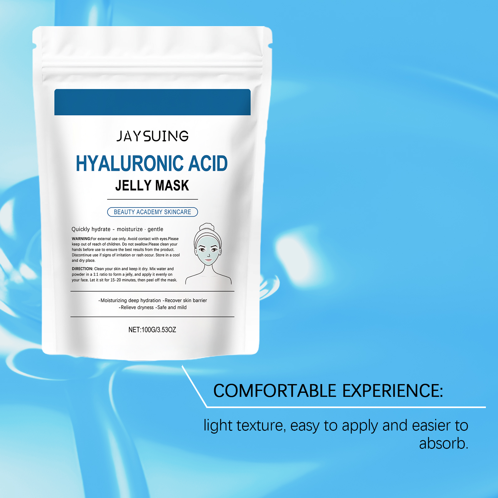 Jaysuing Hyaluronic Acid Moisturizing Mask, Gently Hydrates And Moisturizes Tender, Smooth And Delicate Skin - Image 4