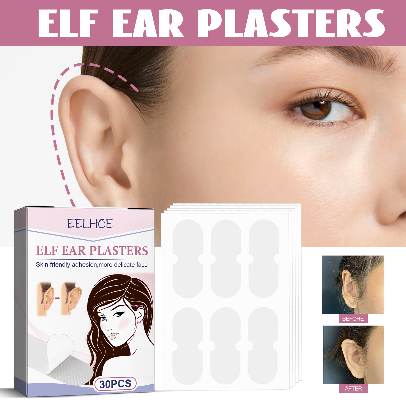 EELHO Fairy Ear Mask Ear Mask Small Invisible Breathable Waterproof Corrective Ear Fix - Image 3
