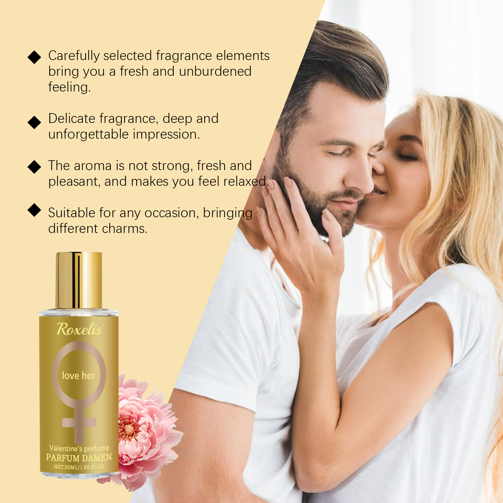 Roxelis Valentine's Day Women's Fragrance Women's Fragrance Natural Light Fresh Everyday Wrist Body Fragrance Charm Perfume - Image 3
