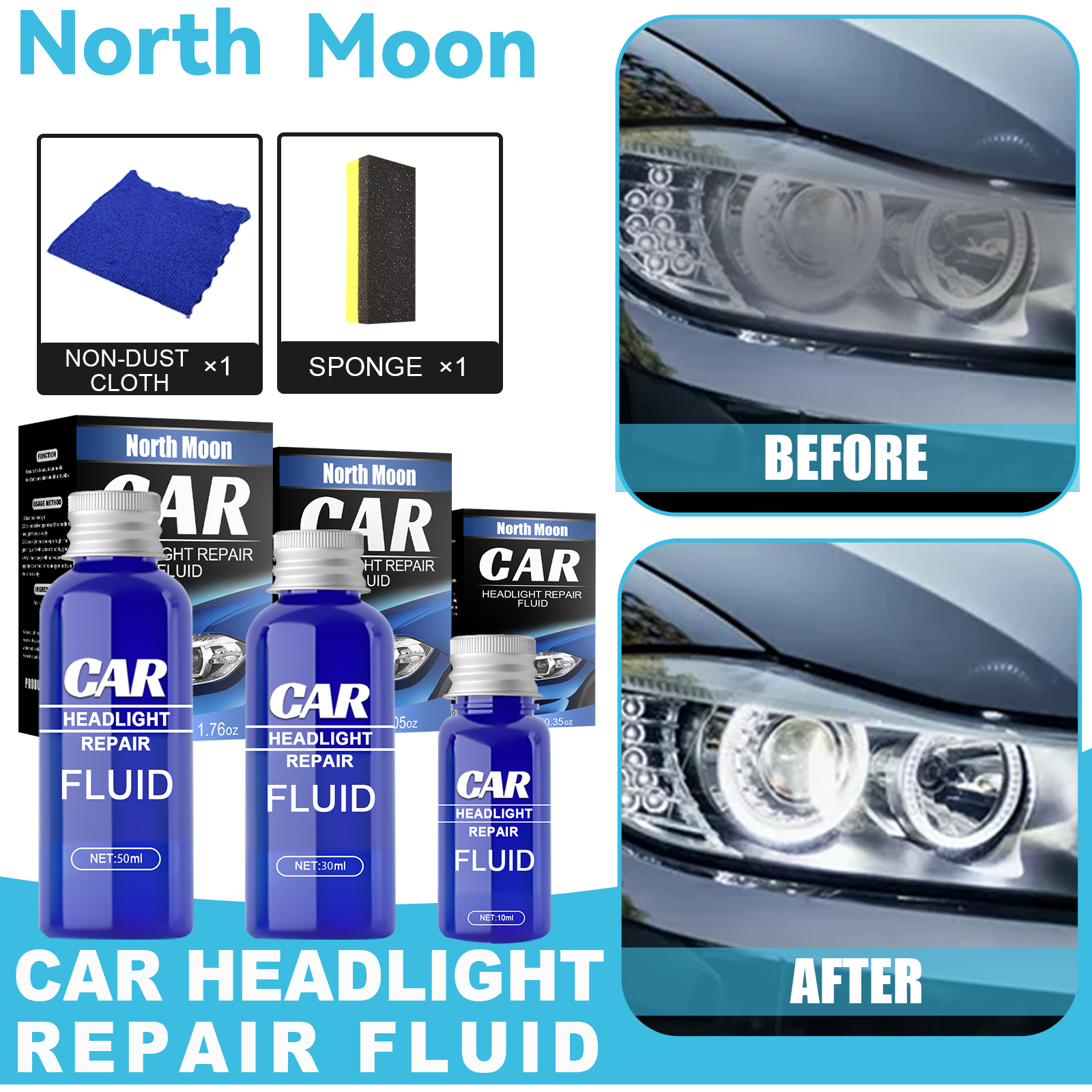 Rayhong Car Lamp Refurbishment And Repair Agent (30ml Set) Set Of Car Lamp Crystal Refurbishment And Repair Agent, Headlamp Repair Liquid - Image 2