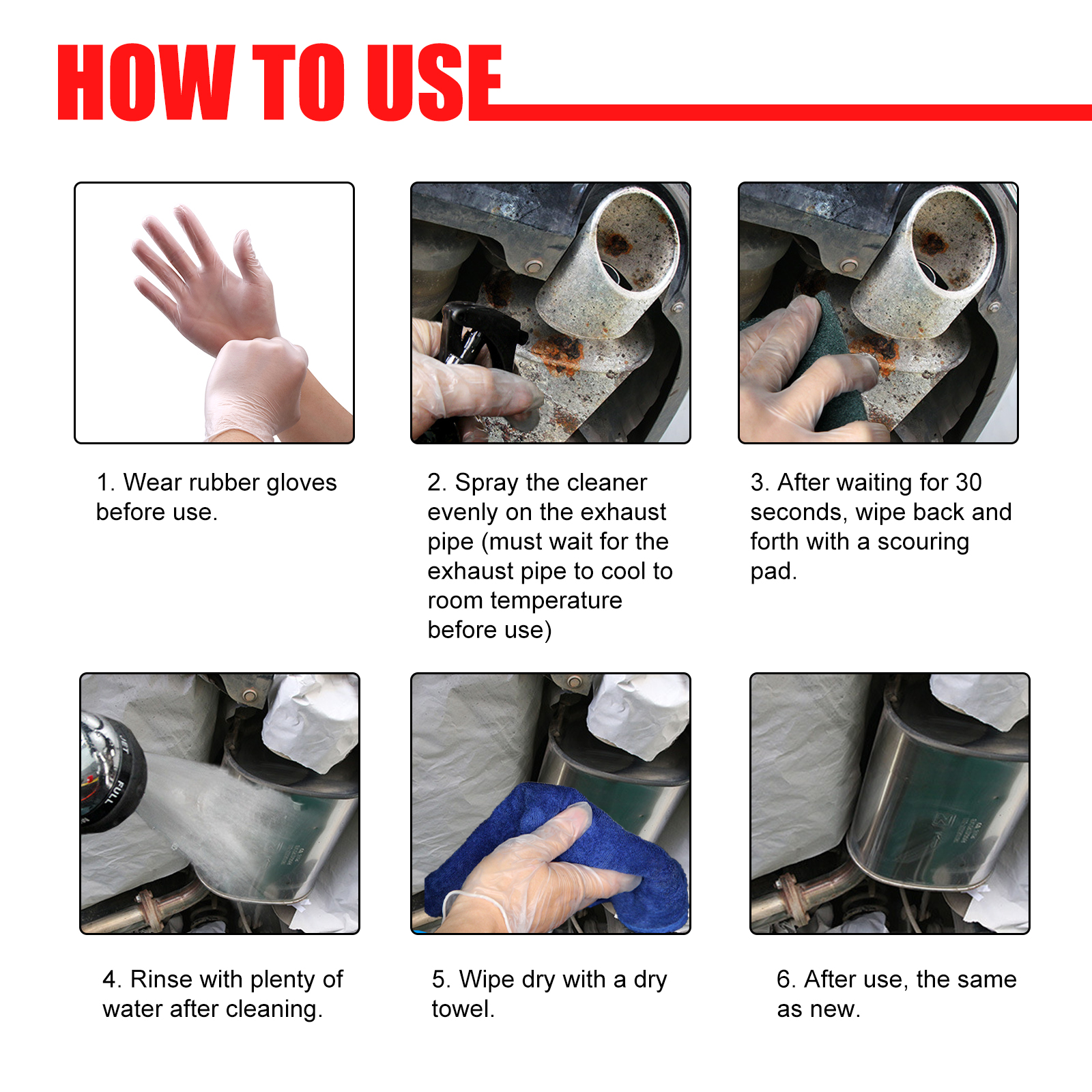 Rayhong Multi-Functional Metal Anti-Rust Cleaner For Car Exhaust Pipes (120ml Set) Exhaust Pipe Motorcycle Equipment Maintenance - Image 5