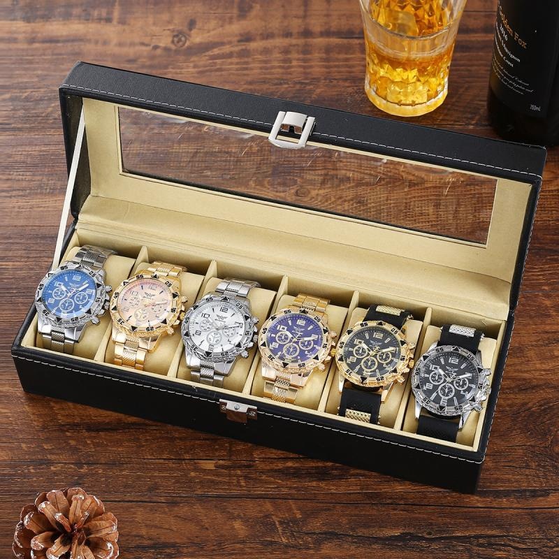 Six-Piece Boxed Watch Men's Steel Band Fashion Party Dress Watch Men's Gift - Image 3