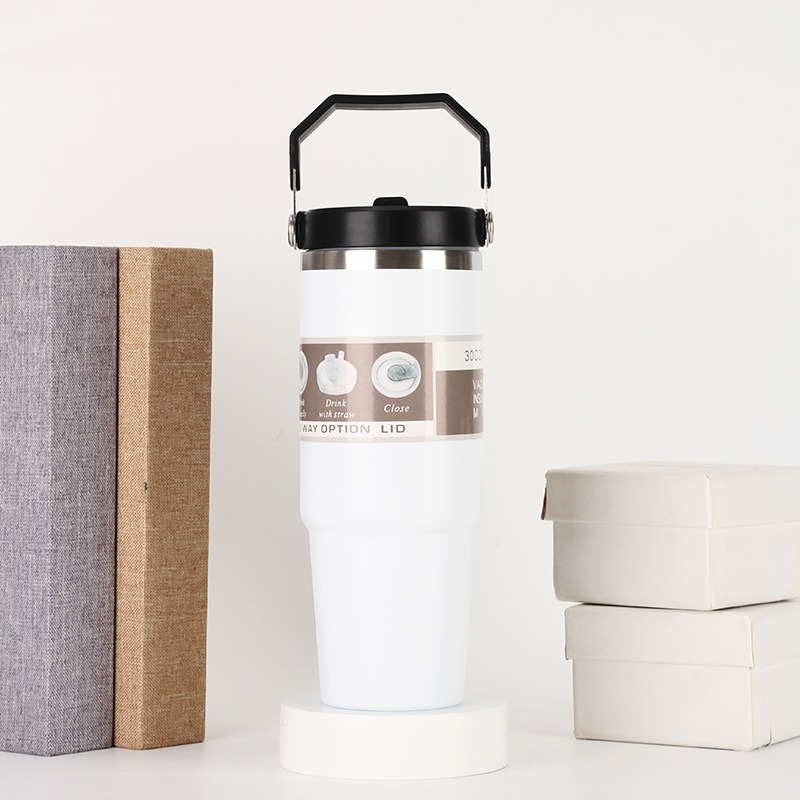 20oz30ozPortable Car Cup Stainless Steel Cup Travel Sports Water Bottle With Handle Cover Coffee Tumbler Cup - Image 15