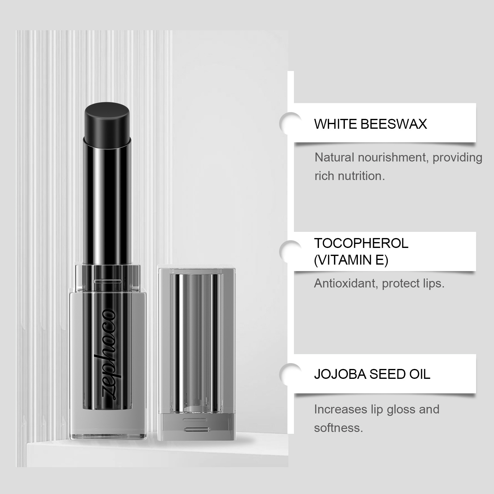 zephoco Obsidian Warming Lip Balm, Gently Moisturizes, Moisturizes, Reduces Lip Lines, And Careens Tender Lips - Image 3
