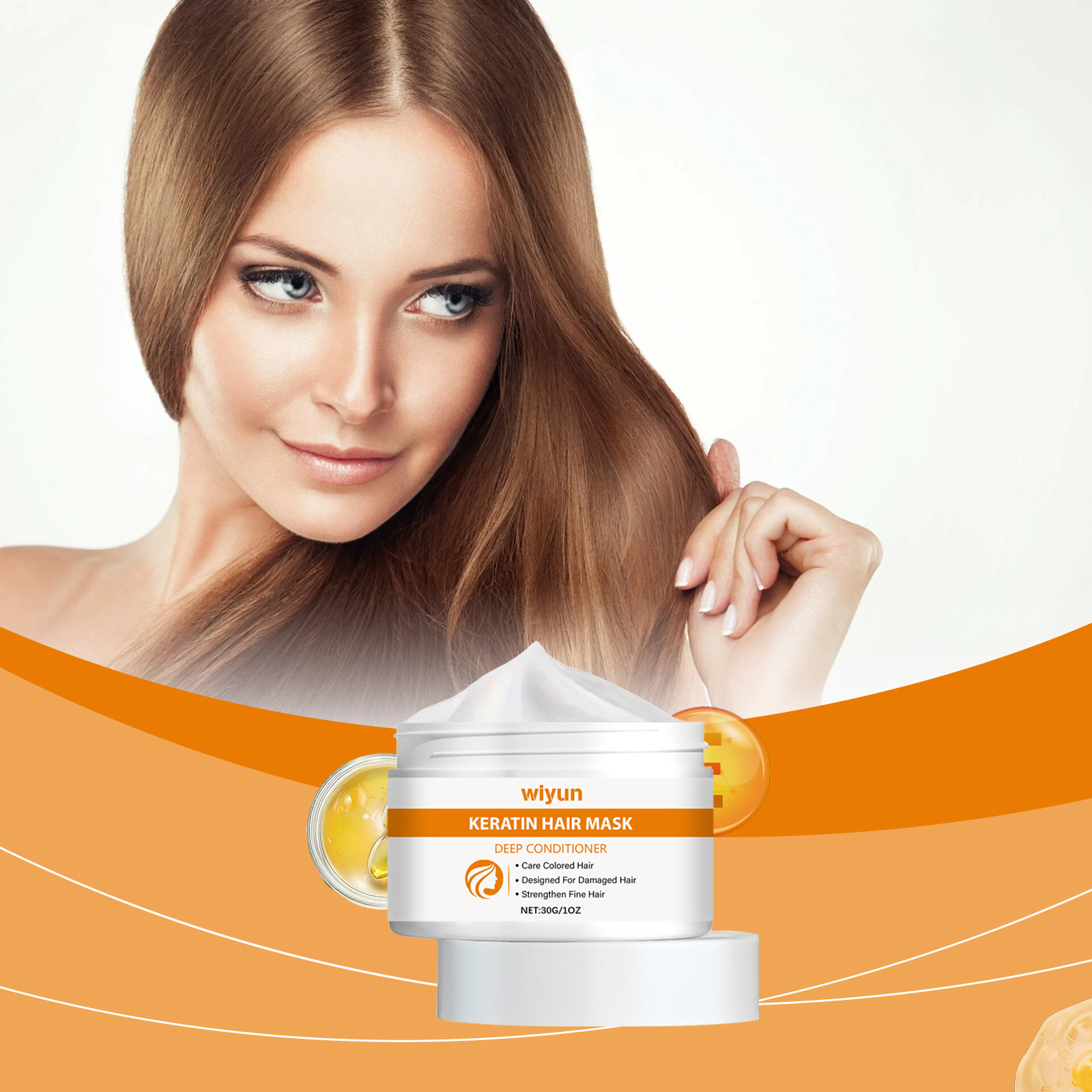 Wiyun Keratin Hair Mask, Keratin Gently Nourishes And Repairs Hair, Strong And Shiny Hair Mask - Image 2
