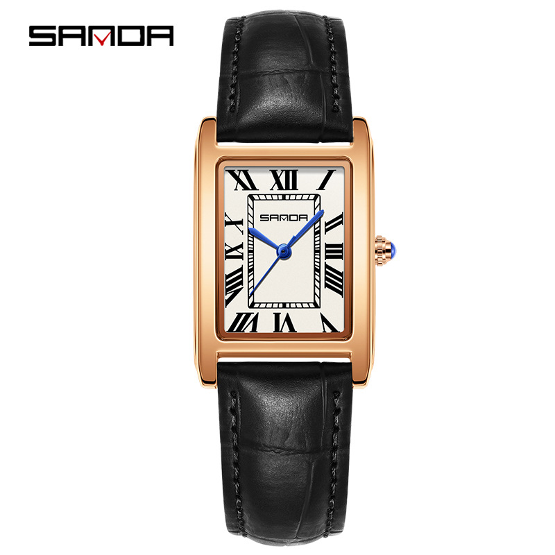 SANDA New Couple Watches Square Waterproof Quartz Watches Minimalist Three-Hand Roman Dial Men's and Women's Wristwatches - Image 8