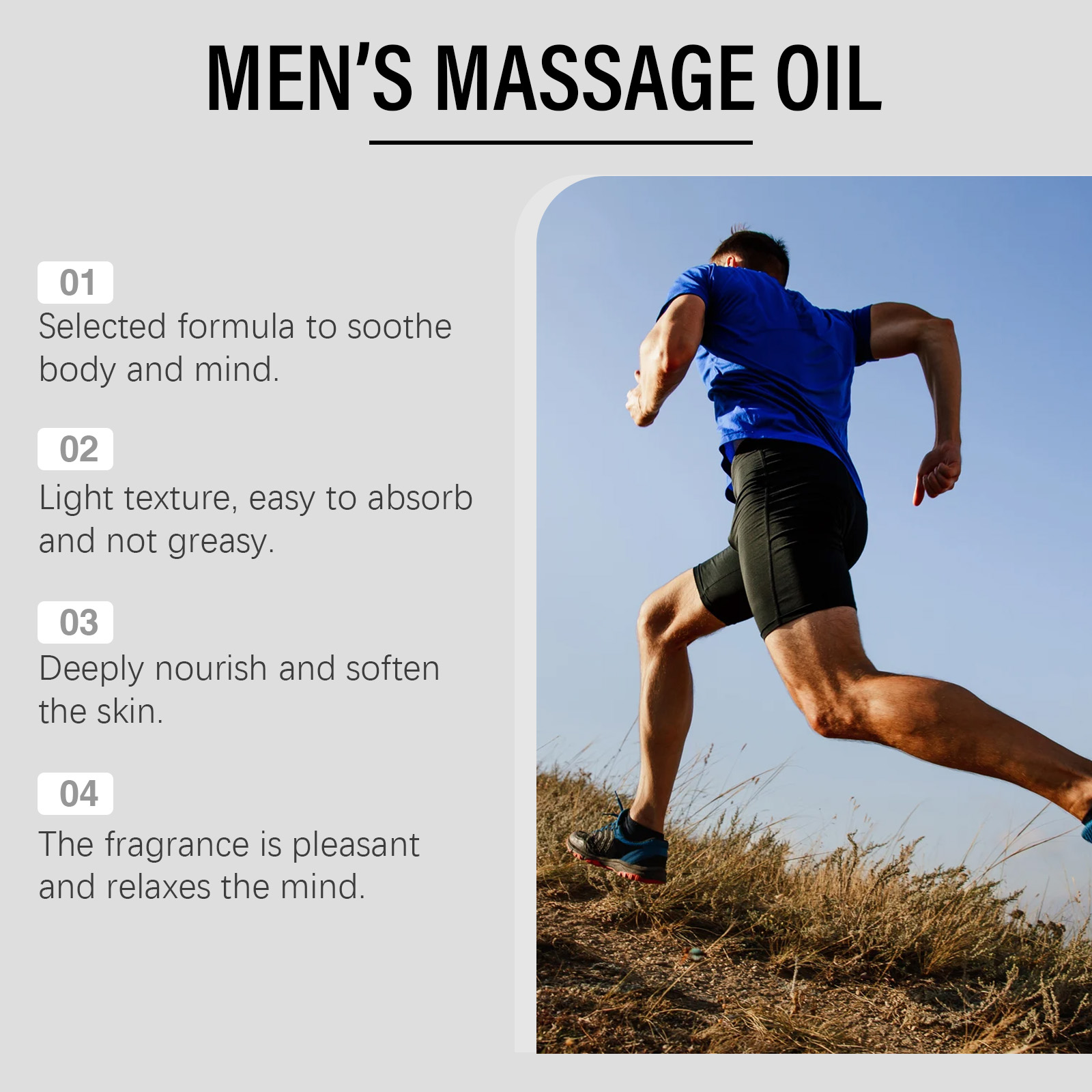 North Moon Men's Massage Oil Men's Body Moisturizing Topical Massage Skin Care Essential Oil - Image 3