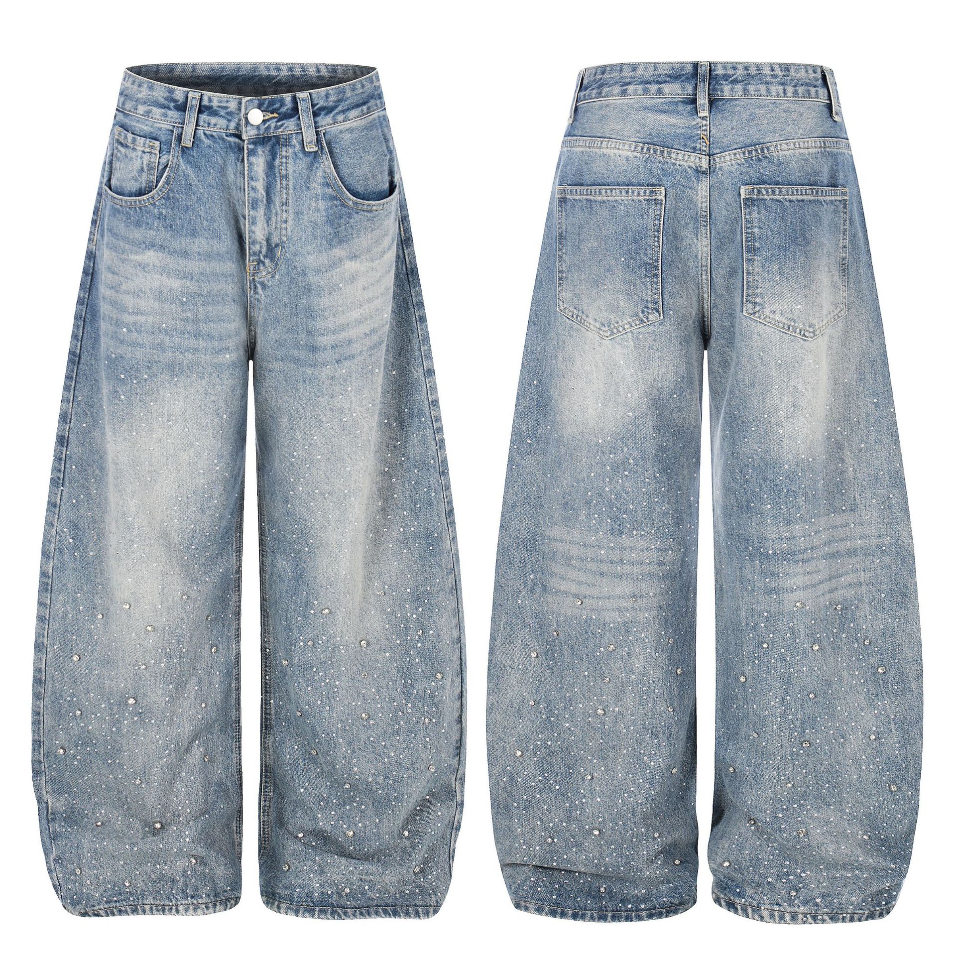 High-Waisted Washed Distressed Design, Loose Fit Slimming Straight Cut Pants - Image 5
