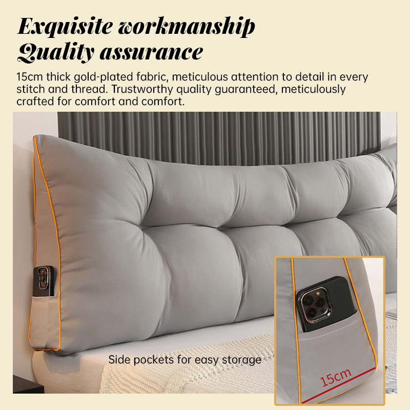 Fluffy Warm Feather-Cotton Backrest - Classic Solid Brushed Triangular Bed Cushion - Image 11