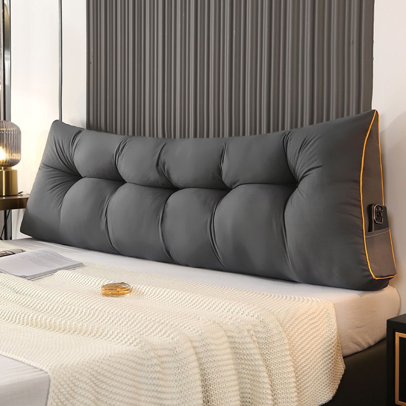 Fluffy Warm Feather-Cotton Backrest - Classic Solid Brushed Triangular Bed Cushion