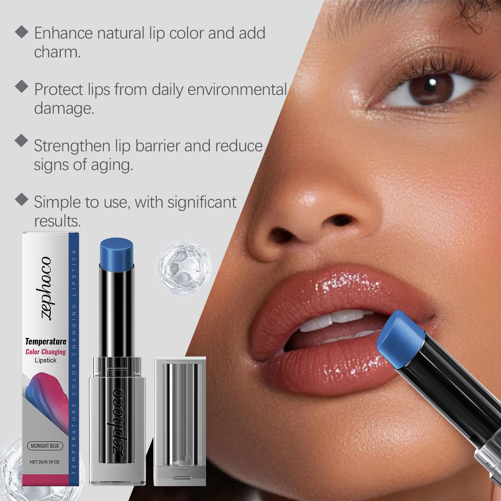 zephoco Midnight Blue Warming Lip Balm, Pamper, Nourish, Moisturize, Moisturize And Improve Dry Lip Skin - Image 4