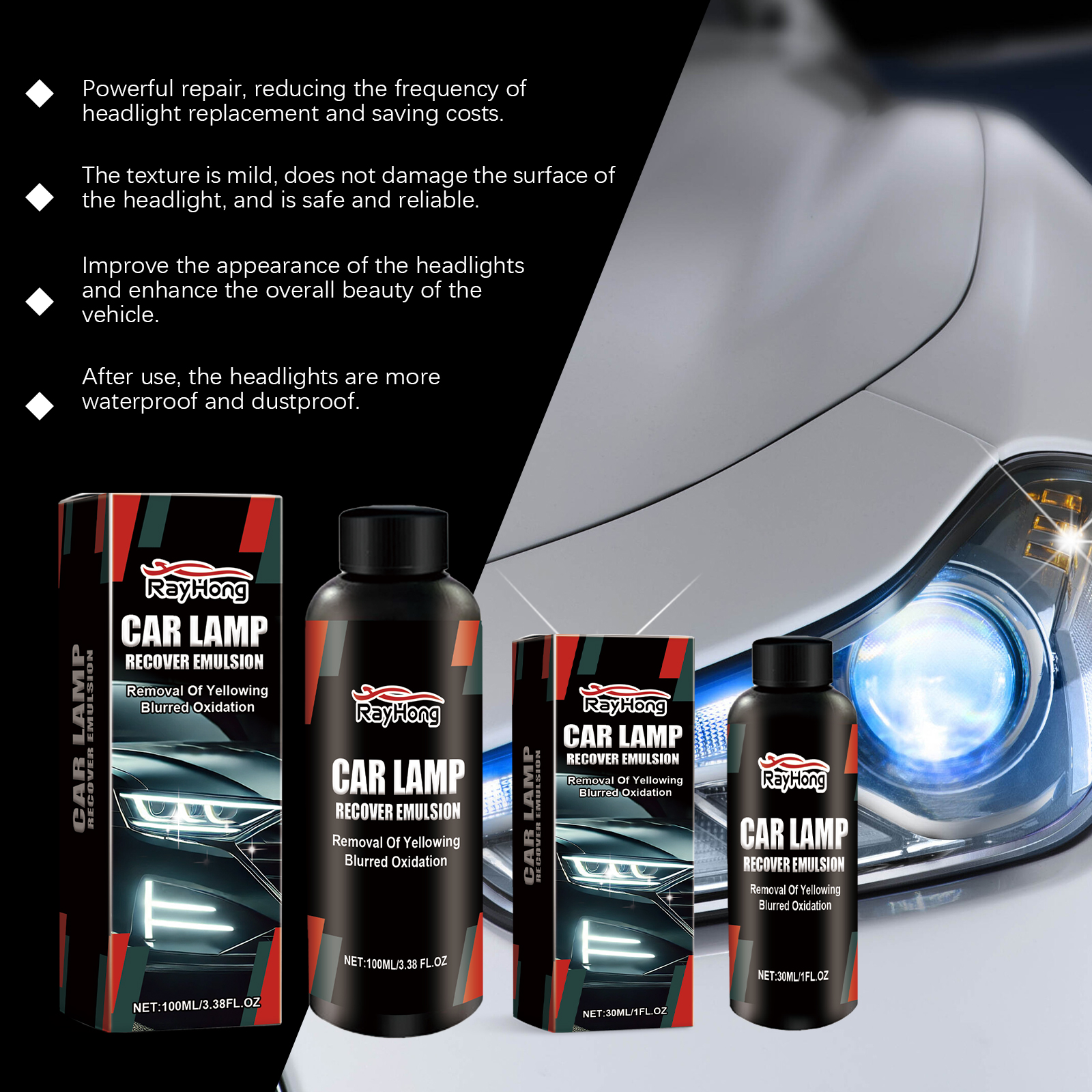 Rayhong Car Headlight Repair And Polishing Paste (30ml) Car Headlight Decontamination, Dust-Proofing, Scratch Refurbishment And Car Paint Care Agent - Image 3