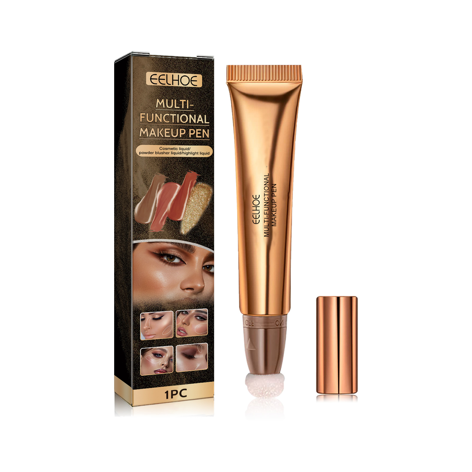 EELHOE Multifunctional Makeup Pen, Face Light Highlight Natural Three-Dimensional Liquid Contour Beauty Stick - Image 6