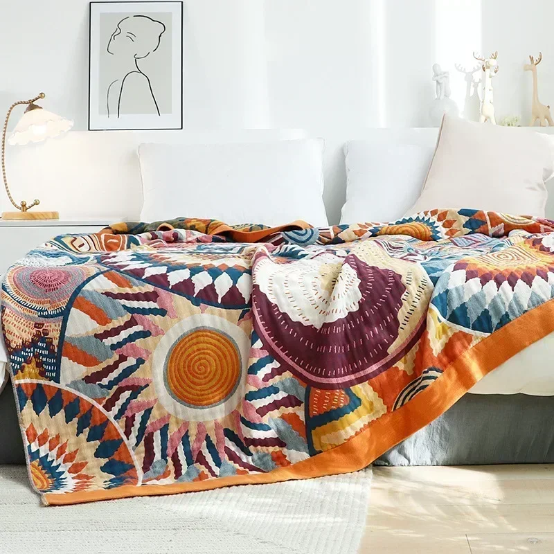 1pc Bohemian Style Flannel Blanket Nordic Tribal Print, Ultra Soft Lightweight for Sofa, Bed, Travel, Season, Home Decor Gift - Image 2