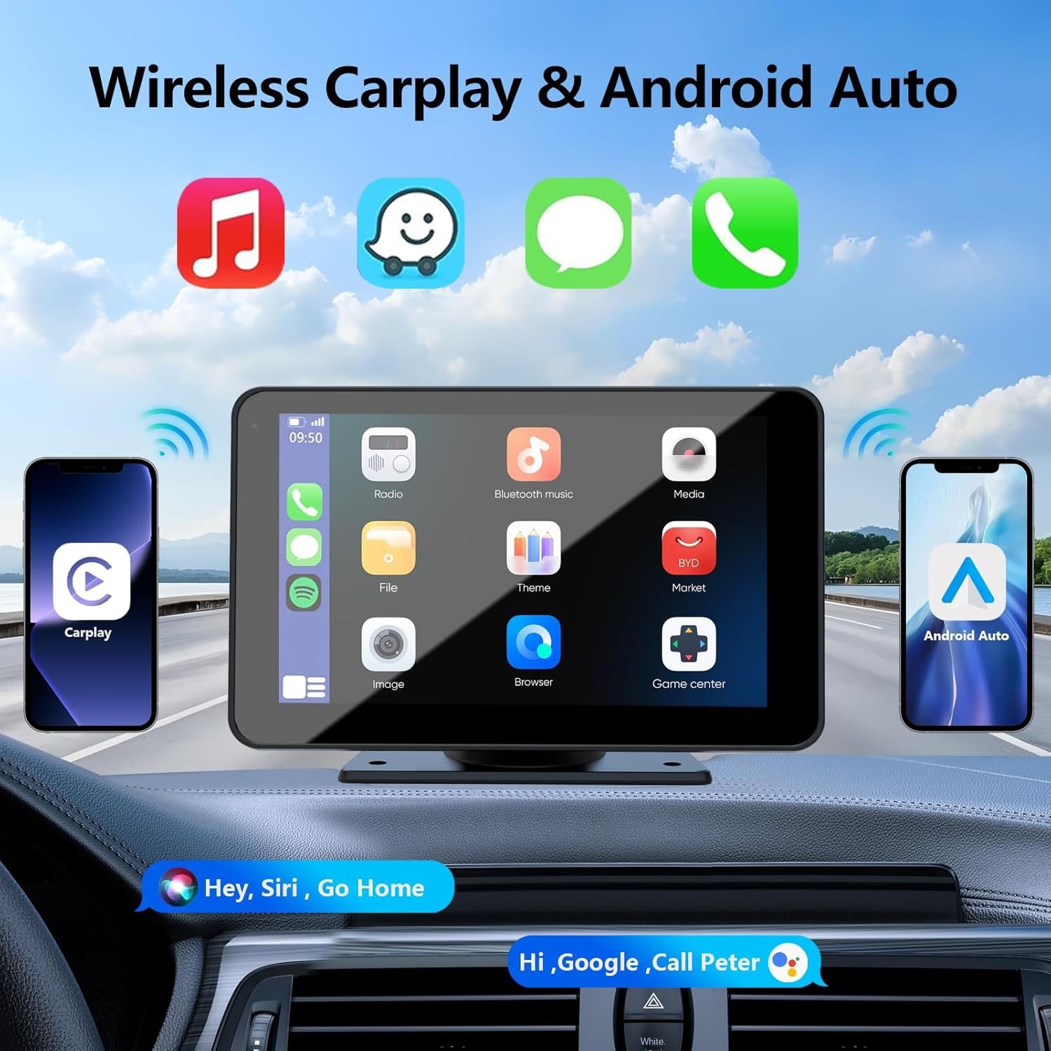 7-inch wireless Carplay portable car Bluetooth MP5 player multimedia Android projection navigation device - Image 2