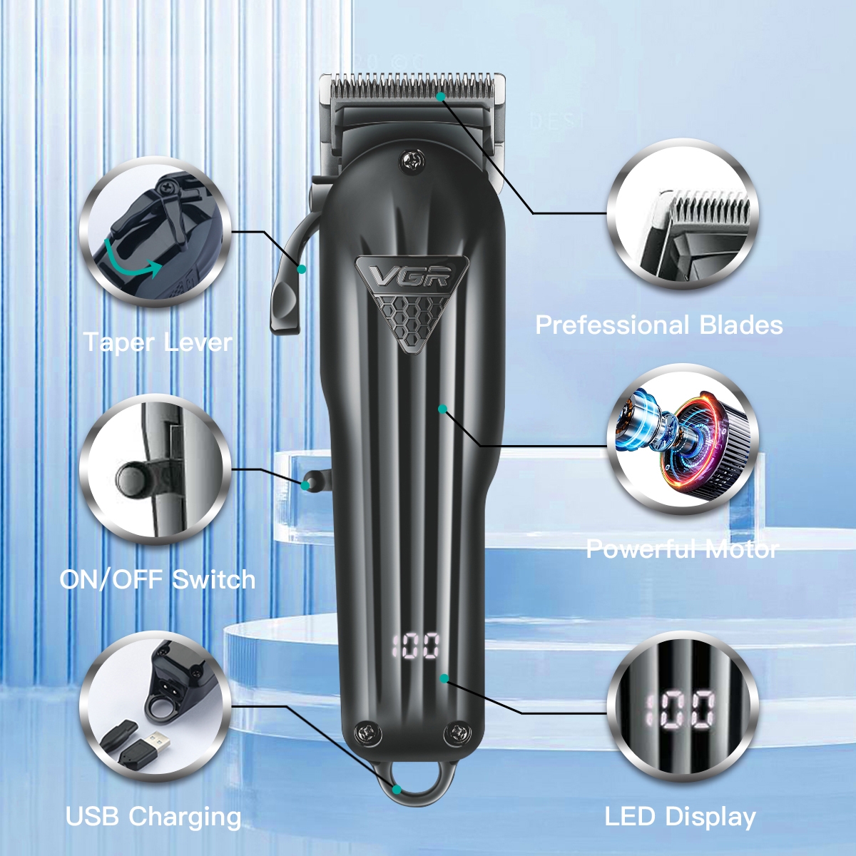 Electric Hair Clipper Fine Adjustment Gradual Change Electric Hair Salon Usb Rechargeable Household Electric Hair Clipper - Image 6