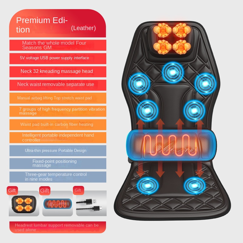 Car and Home Cervical Massager Multi-functional Heating Vibration Neck and Back Massage Cushion Seat Pad - Image 14