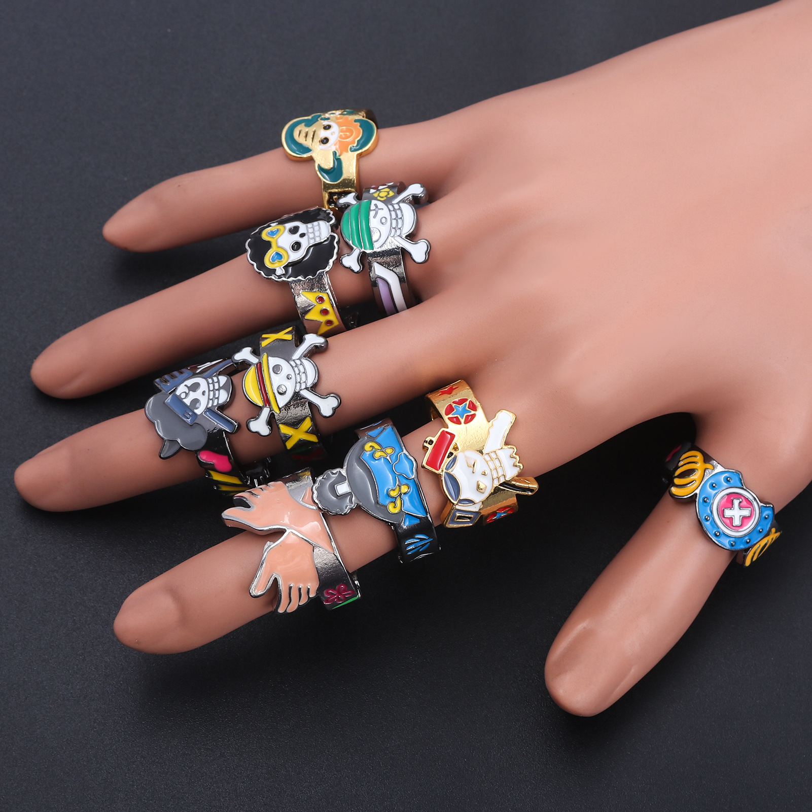 Anime Merchandise One Piece Straw Hat Pirates Ring - Luffy, Zoro, Sanji, Nami, Robin, Chopper Cosplay Finger Ring - Image 2